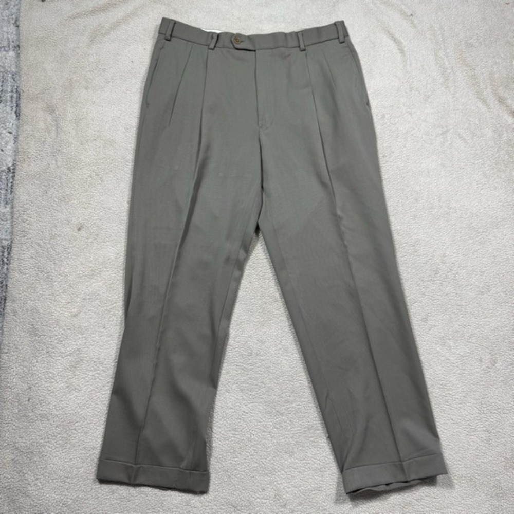 Brooks Brothers Pants Mens 36 Pleated Cuffed Hook & Eye 100% Wool Meas 34x29.5